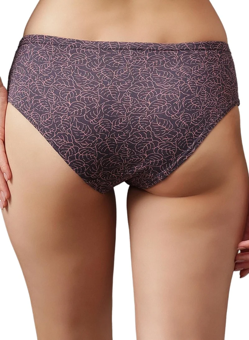 Clovia Multicolour Pack of 3 Leaf Print Mid Waist Hipster Panties with Inner Elastic - 100% Cotton for Women | Best Price UAE